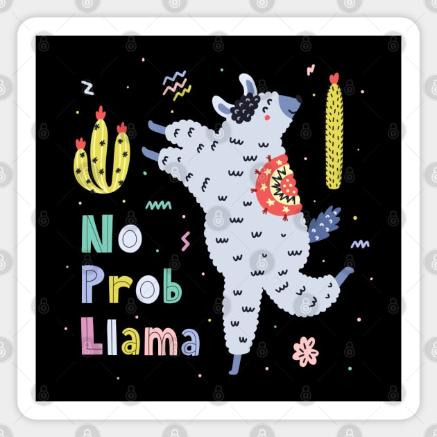 llama no problem alpaca Sticker by Mako Design 